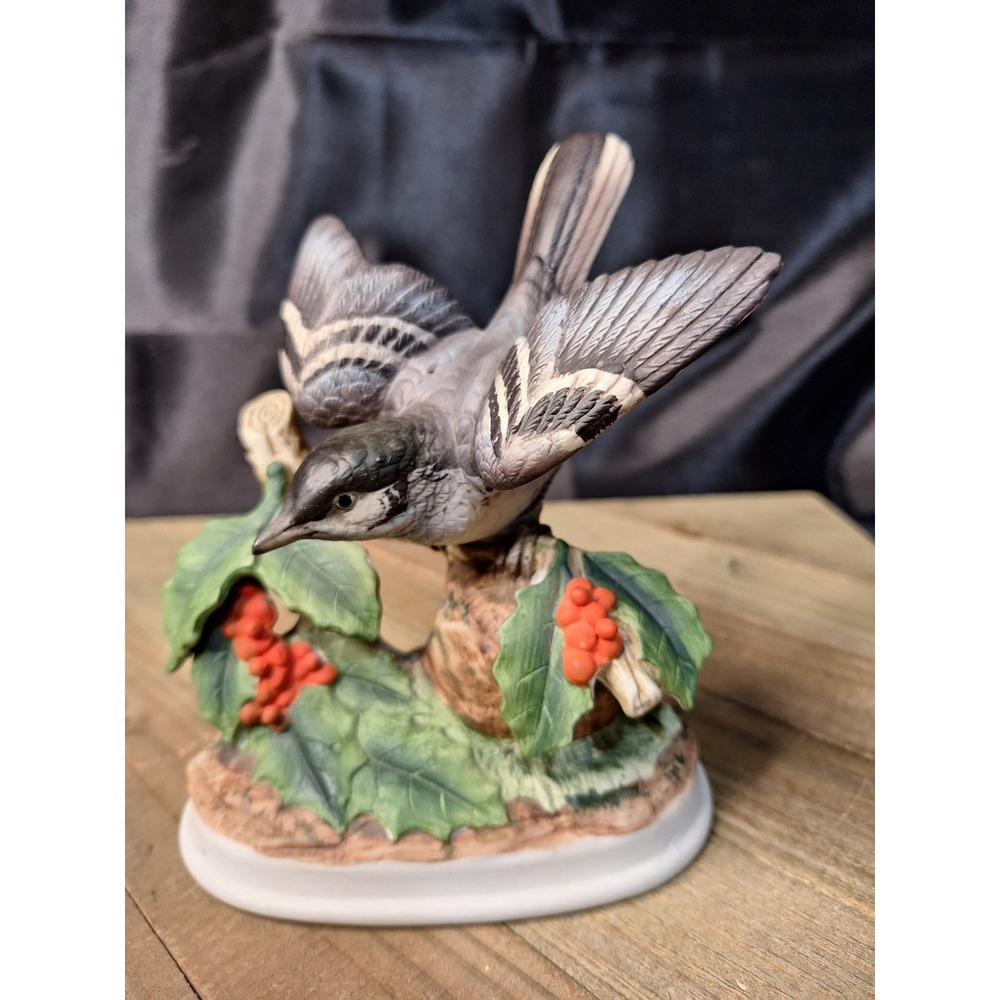 Vintage 1980s Andrea by Sadek Mocking Bird Porcelain Figurine Hand Painted Japan